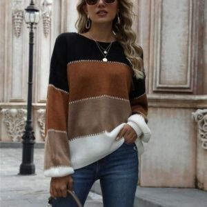 New!! Boutique Oversized Color Block Sweater - multiple sizes available.
